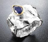 Стильное серебряное кольцо с насыщенно-синим сапфиром