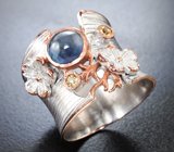Серебряное кольцо с синим сапфиром и цитринами Серебро 925