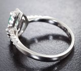 Серебряное кольцо с зеленовато-голубым муассанитом высокой чистоты 1 карат