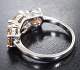 Серебряное кольцо с желтыми муассанитами высокой чистоты 3,46 карата Серебро 925