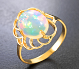 Золотое кольцо с кристаллическим эфиопским опалом 2,25 карата