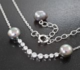 Серебряное колье с цветным жемчугом