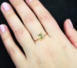 Золотое кольцо с зеленовато-желтым цирконом 1,34 карата