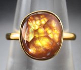 Золотое кольцо с ярким контрастным мексиканским агатом 6,22 карата Золото