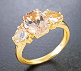 Золотое кольцо с персиковыми морганитами различных огранок 2,25 карата Золото