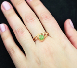 Золотое кольцо с насыщенным уральским демантоидом 0,75 карата
