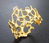 Золотое кольцо с яркими уральскими александритами 0,2 карата и бриллиантом Золото