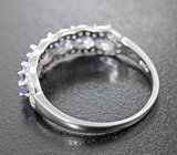 Замечательное серебряное кольцо с танзанитами высокой чистоты