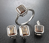Серебряный комплект с дымчатым кварцем Серебро 925