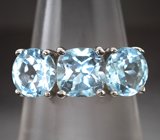 Эффектное серебряное кольцо с голубыми топазами Серебро 925