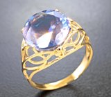 Золотое кольцо с насыщенным флюоритом с ярко-выраженной сменой цвета 7,79 карата Золото