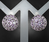 Эффектные серебряные серьги с аметистами