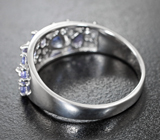 Превосходное серебряное кольцо с танзанитами