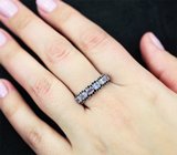 Замечательное серебряное кольцо с танзанитами