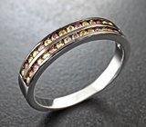 Серебряное кольцо с разноцветными сапфирами