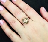 Серебряное кольцо с ограненным эфиопским опалом и разноцветными сапфирами