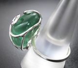 Кольцо с зеленым флюоритом 37,83 карата, аметистами и изумрудами