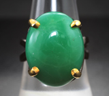 Серебряное кольцо с крупным хризопразом 16,29 карата Серебро 925