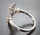 Оригинальное серебряное кольцо с ограненными эфиопскими опалами