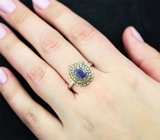 Праздничное серебряное кольцо с разноцветными сапфирами
