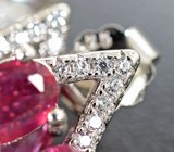Серебряные серьги с кристаллическими эфиопскими опалами и рубинами