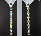 Серебряные серьги с ограненными черными опалами Серебро 925