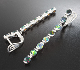 Серебряные серьги с ограненными черными опалами Серебро 925