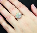 Эффектное серебряное кольцо с кристаллическими эфиопскими опалами