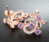 Оригинальные серебряные серьги с аметистами