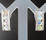 Эффектные серебряные серьги с кристаллическими эфиопскими опалами