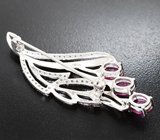 Изысканная серебряная брошь с рубинами