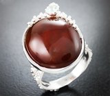 Серебряное кольцо с карнелианом 20,29 карата и голубым топазом