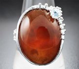 Серебряное кольцо с карнелианом 20,29 карата и голубым топазом