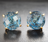 Золотые пусеты с чистейшими London топазами авторской огранки 10,05 карата