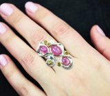 Серебряное кольцо с корундами 5,89 карата