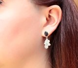 Серебряные серьги с ограненными черными опалами