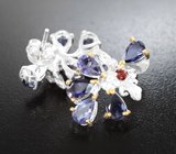 Серебряные серьги с иолитами и спессартинами