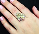 Серебряное кольцо с цитрином 12,1 карата и турмалинами