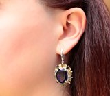 Серебряные серьги с аметистами 40,06 карата, турмалинами и бериллами