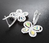 Шикарные серебряные серьги с ограненными эфиопскими опалами