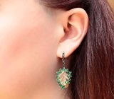 Серебряные серьги с резными цитринами 16,55 карата, диопсидами и хризопразом