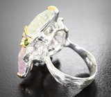 Серебряное кольцо с резными аметистами и празиолитом 12,03 карата, и диопсидами