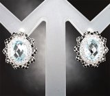 Серебряные серьги с голубыми топазами