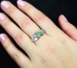 Оригинальное серебряное кольцо с изумрудами и танзанитами