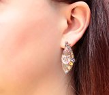 Эффектные массивные золотые серьги с морганитами высокой чистоты 25,69 карата, яркими самоцветами и бриллиантами