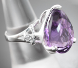 Серебряное кольцо с крупным аметистом 17,43 карата