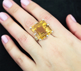 Серебряное кольцо с крупным цитрином 19,57 карата