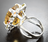 Серебряное кольцо с крупным цитрином 20,1 карата, разноцветными турмалинами и сапфирами