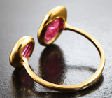 Золотое кольцо с земляничной и рубиновой шпинелями авторской огранки 4,08 карата и бриллиантом