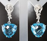 Серьги с топазами высокой чистоты 26,82 карата и лейкосапфирами Золото